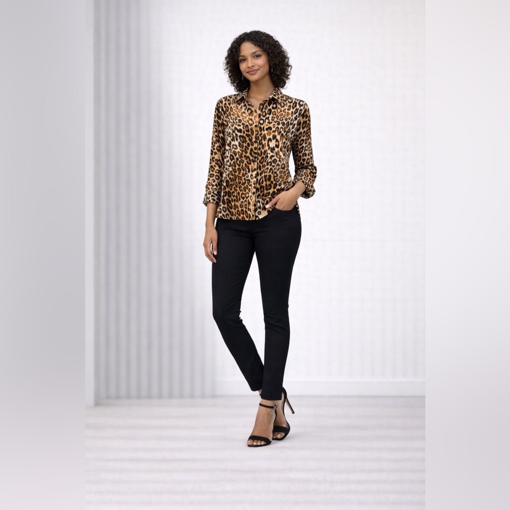 🧡 Kate Park Leopard Button-Up Top – Size Small - Picture 4 of 11